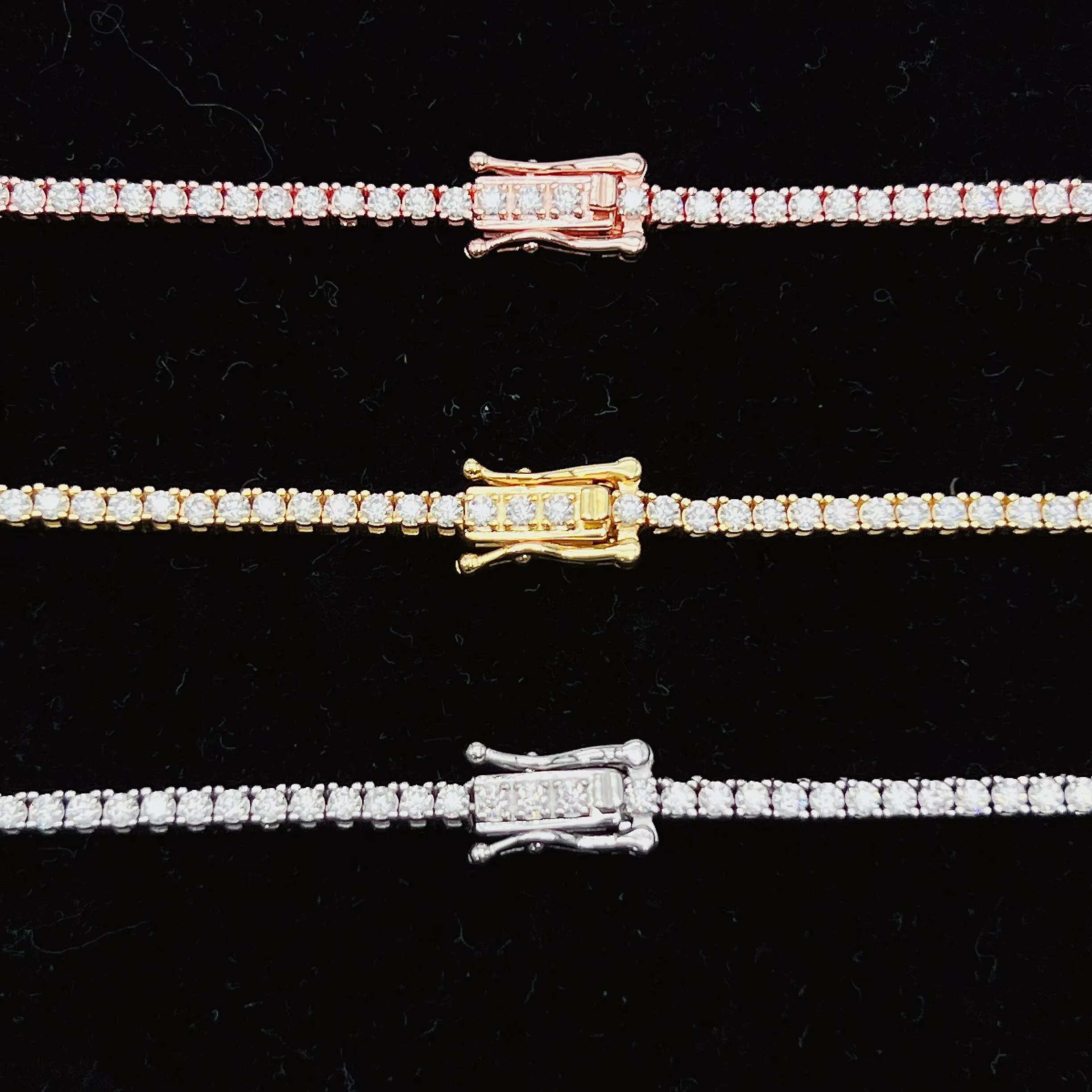 Hot Selling Trendy 2022 Moissanite Silver 2MM Tennis Chain Mens Womens Hiphop Jewelry Tennis Chain