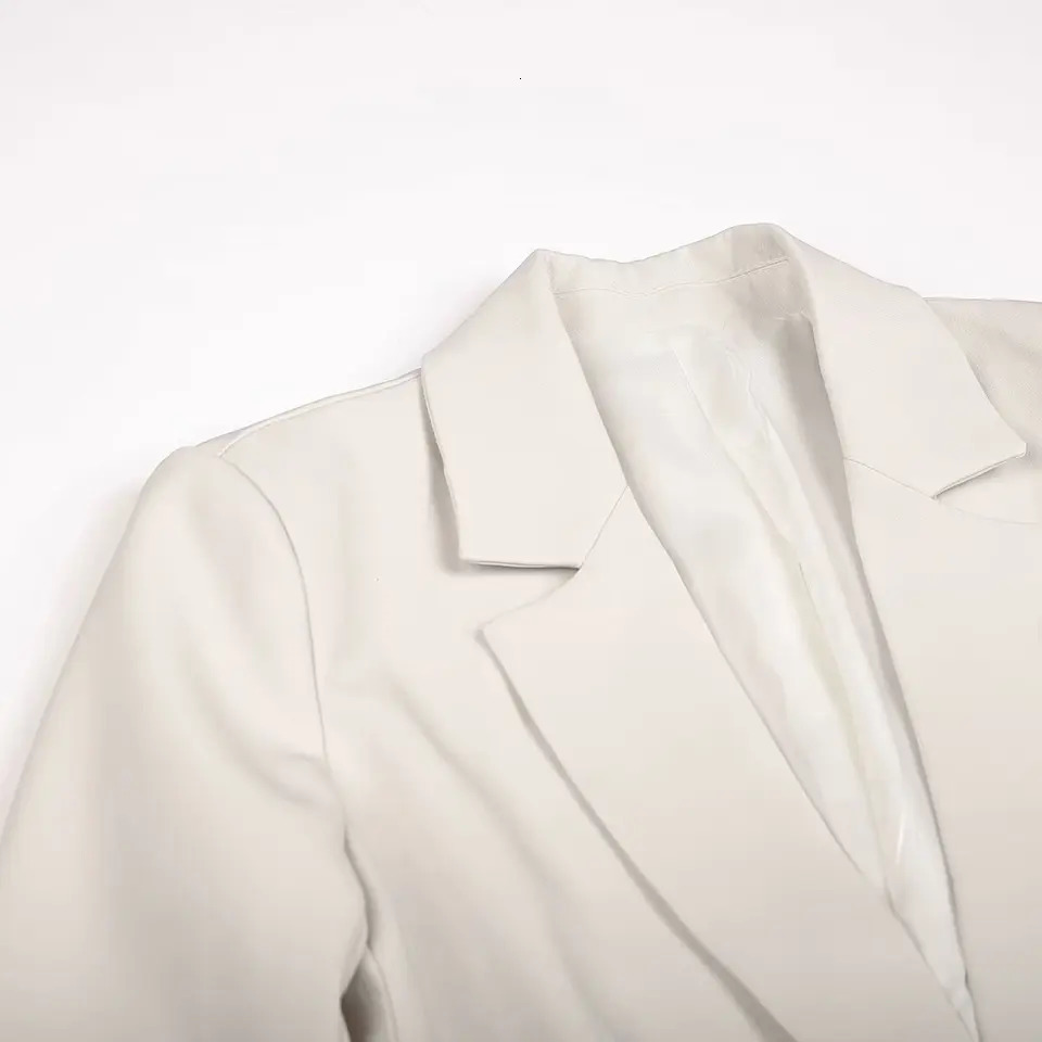 Women Fall Office Slim Blazer Single Button Pockets Beige Black Spring Autumn Fashion Commuter Simple Casual 251106