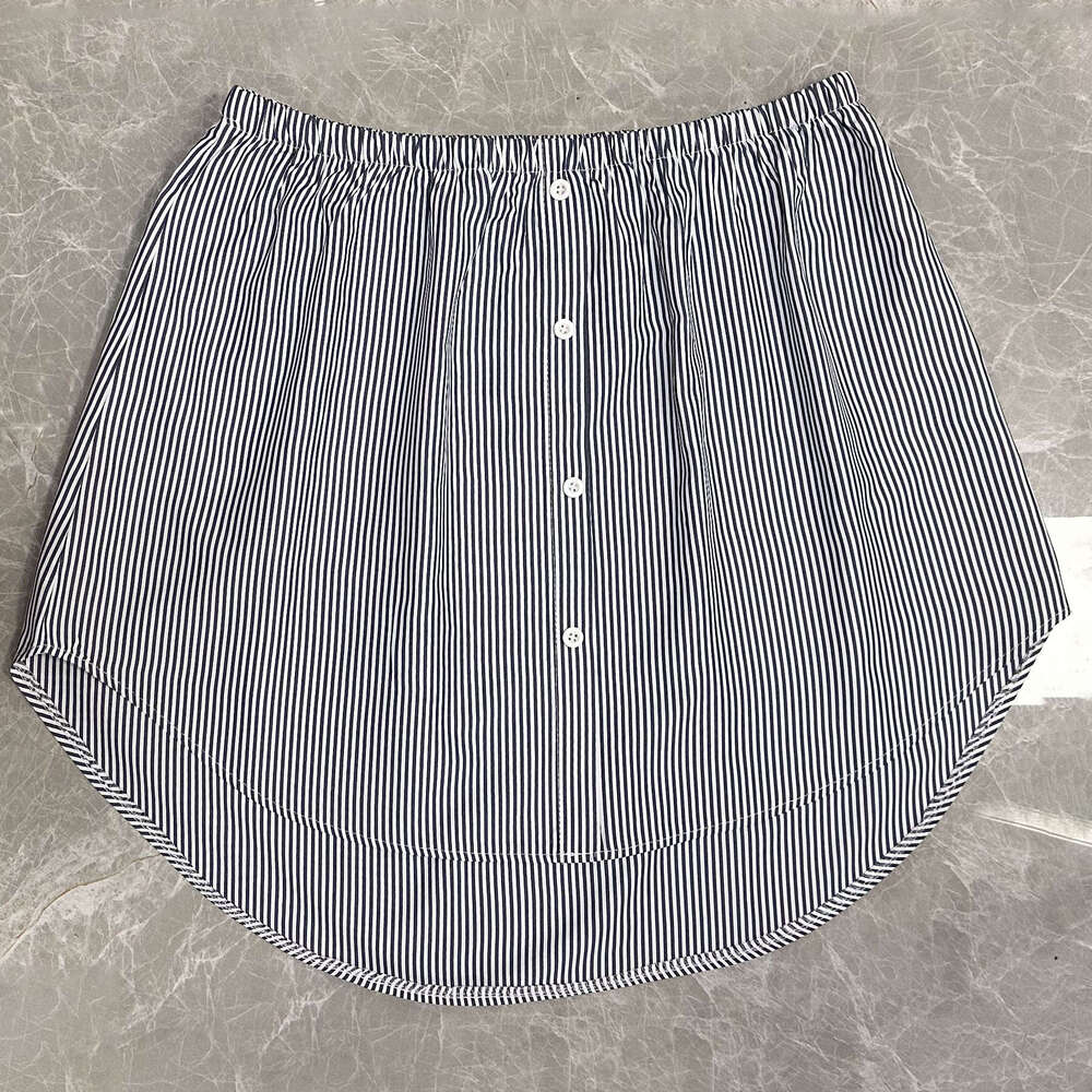 Versatile Shirt with Fake Hem for and Base Layering Plaid Skirt