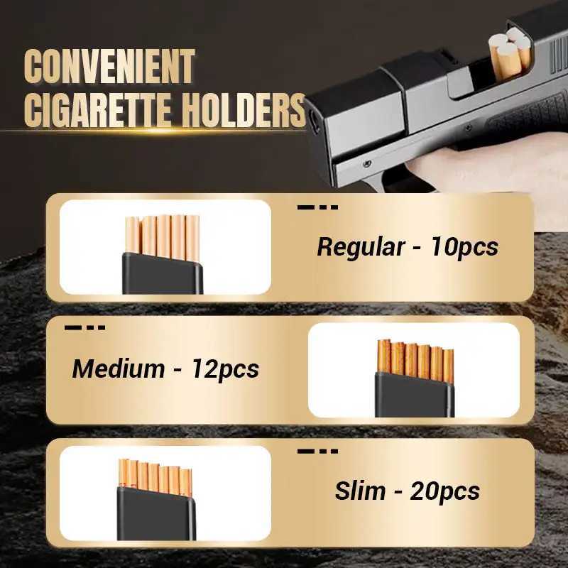 Cool Butane Pistol Torch Lighter with 3 cigarette Magazine packs Windproof Inflatable Lighter Cigarette Box IntegratedC250315