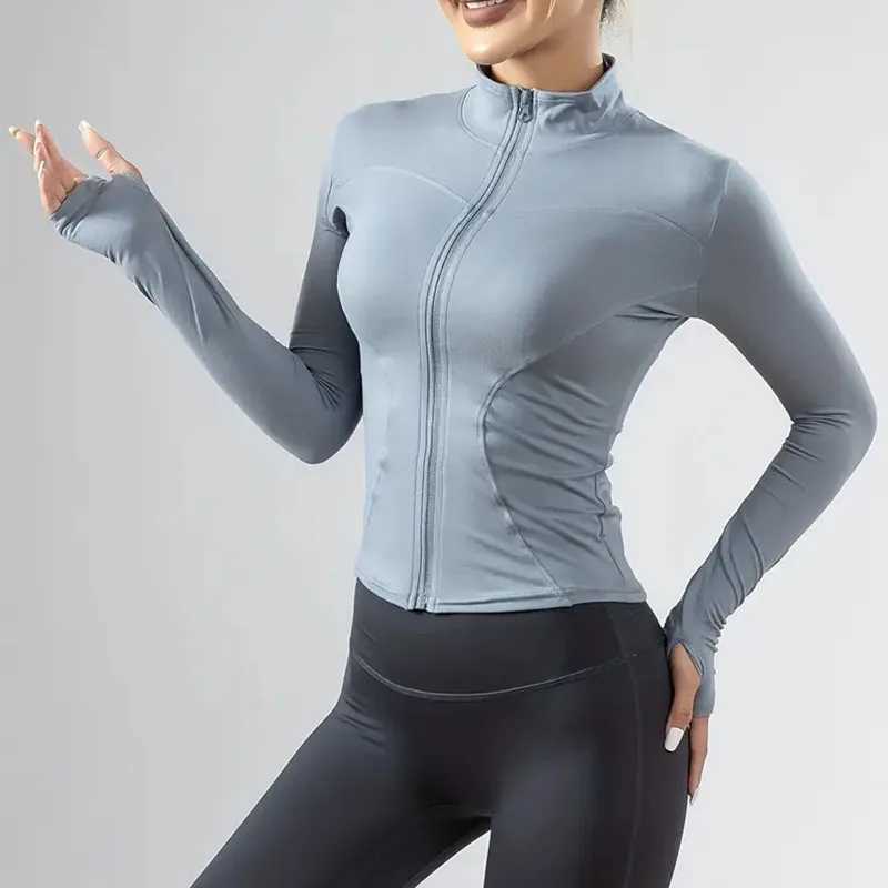 Yoga jacket short sleeved sports jacket womens fitness clothing weight loss body sculpture zipper yoga jacket outdoor sports long sleevedXJ250410