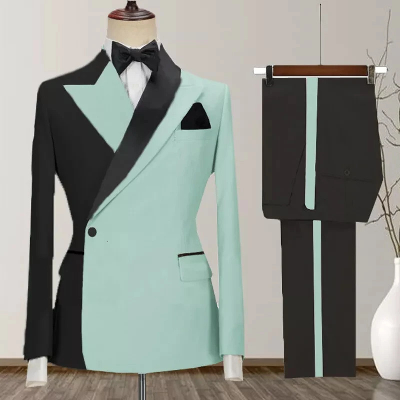 One Button Mens Suits Costume Homme Lapel 2 Piece Jacket Pants Full Sets Costume Homme Custom Blazer 250409