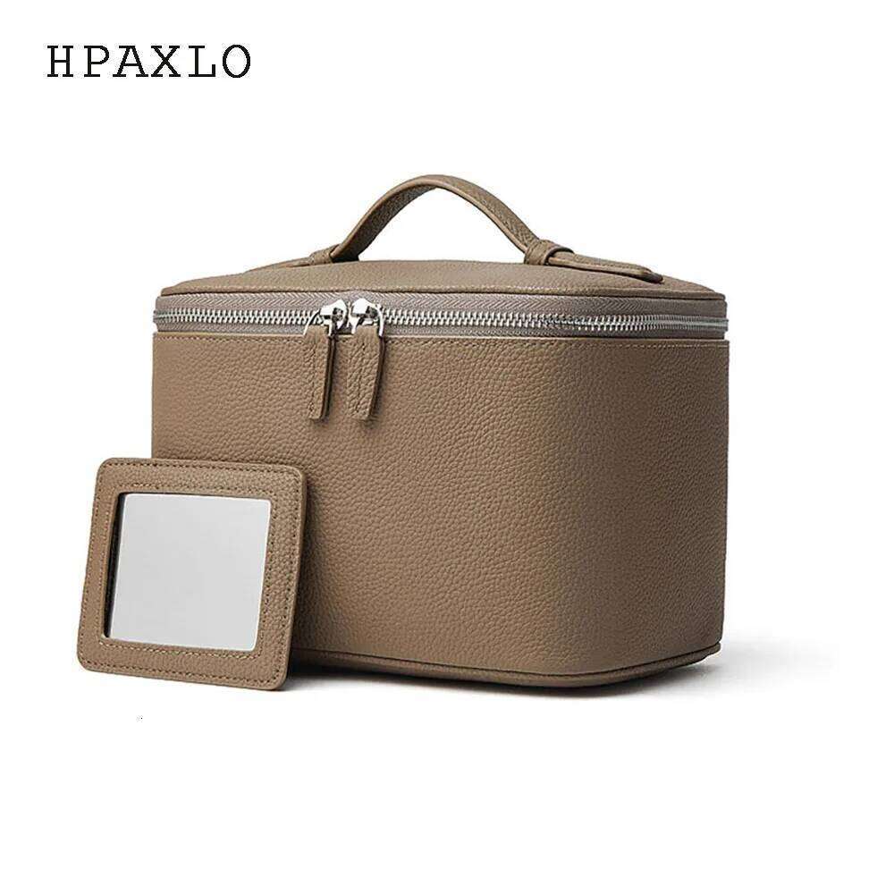 Genuine Leather Bag Large Capacity Multi Compartment Travel Toiletry Organizer Portable Storage Pouch Makeup Organizer St251110