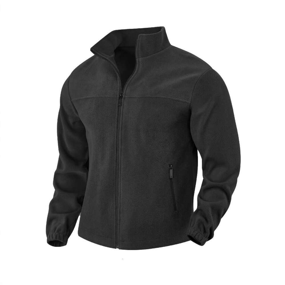 2025 TEMU New European and American Men's Polar Fleece Spring Autumn Winter Outdoor Zipper Stand Collar Jacket Top