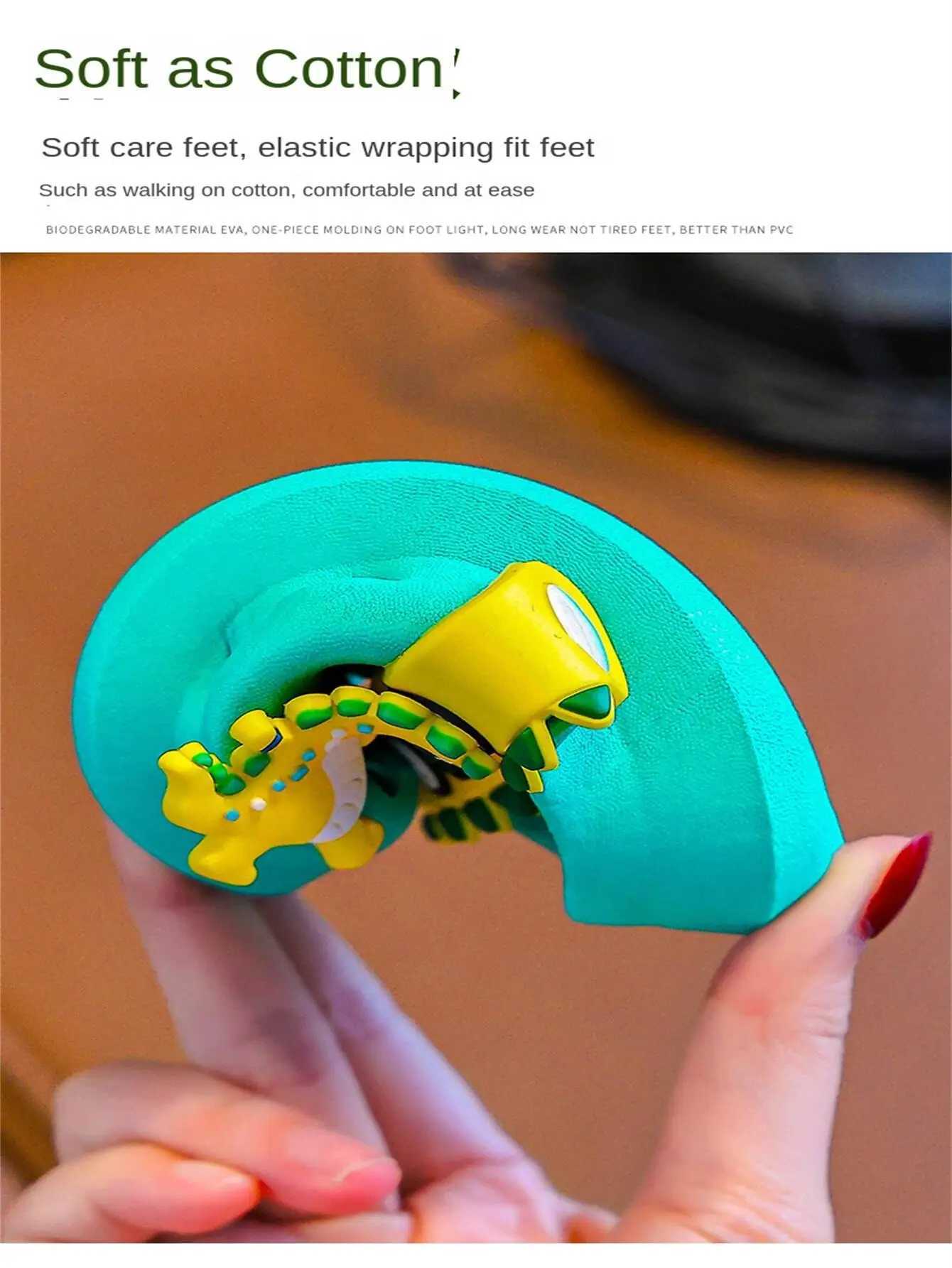Summer childrens slide hole childrens sandals soft anti slip dinosaur DIY design indoor anti slip boys and girls beach shoes Z250410
