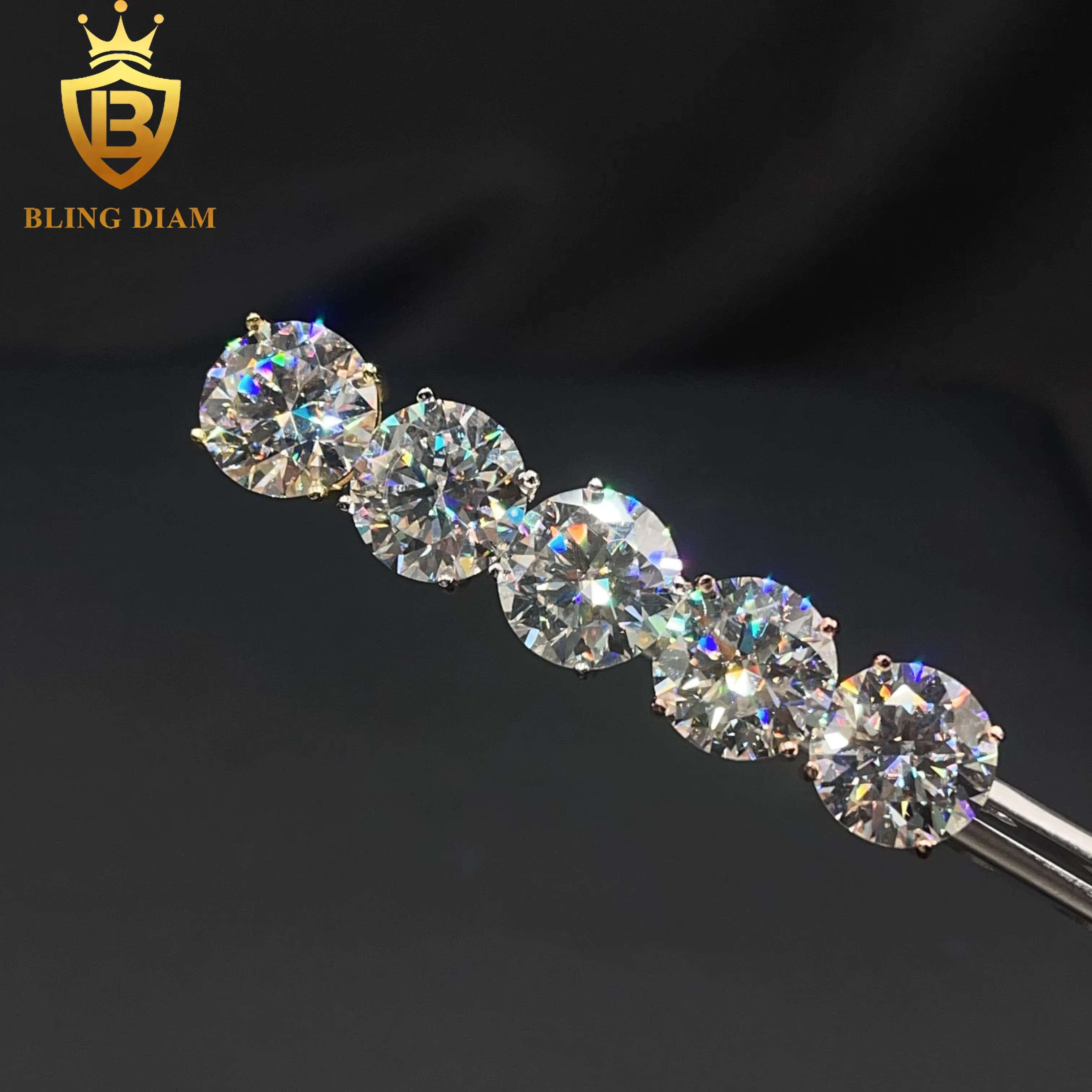 10mm 11mm Fine Jewelry Iced Out 925 Sterling Silver VVS Moissanite Diamond Screw Back Stud Earrings
