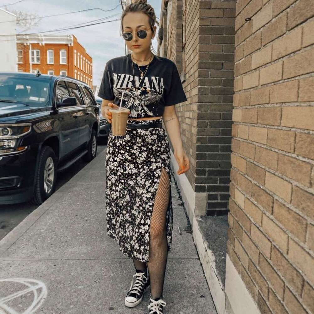 2021 ral leopard print high waisted elastic slit long A-e skirt for women in 2025, versatile new trendy clothing ins
