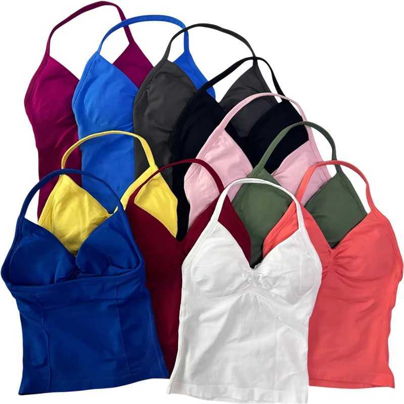 Impact Longline Strappy Gym Top custom backless Gym Clothes womens Scrunch built-in bra with detachable cup yoga vestXJ250410
