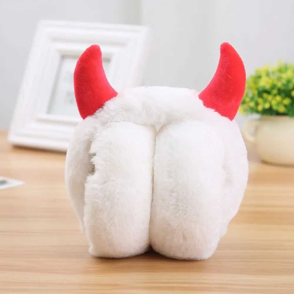 Soft Faux Rabbit Fur Devil Horn Earmuffs Solid Color Foldable Unisex Adult Earflap Ear Cover Ear-Muffs Ear Warmer Unisex W251110