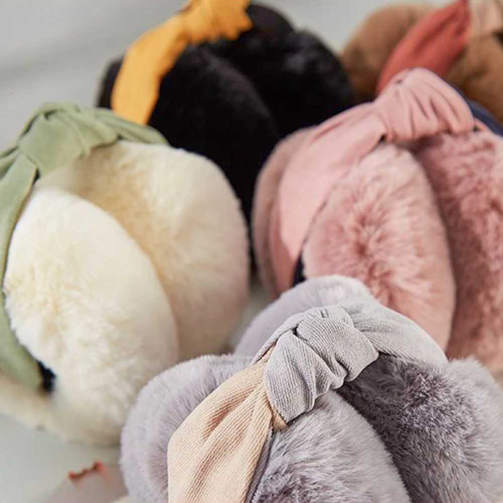 Women Soft Hair Hoop Earmuffs Outdoor Cold Protection Ear Cover Warm Earmuffs Ear-Muffs Solid Color Folding Earflap Winter W251110