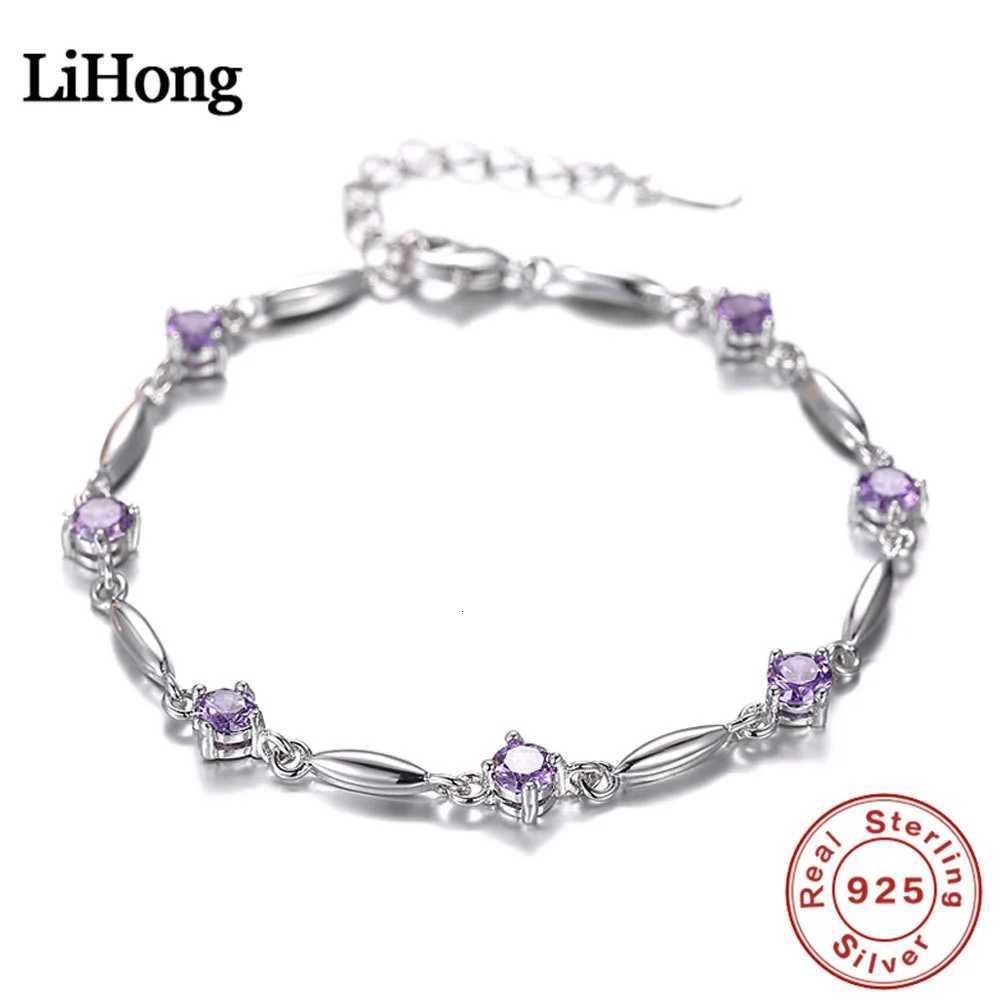 S925 Sterling Silver Bracelet Zircon Sweet Delicate Amethyst Bracelet Jewelry For Women Christmas GiftsT251110