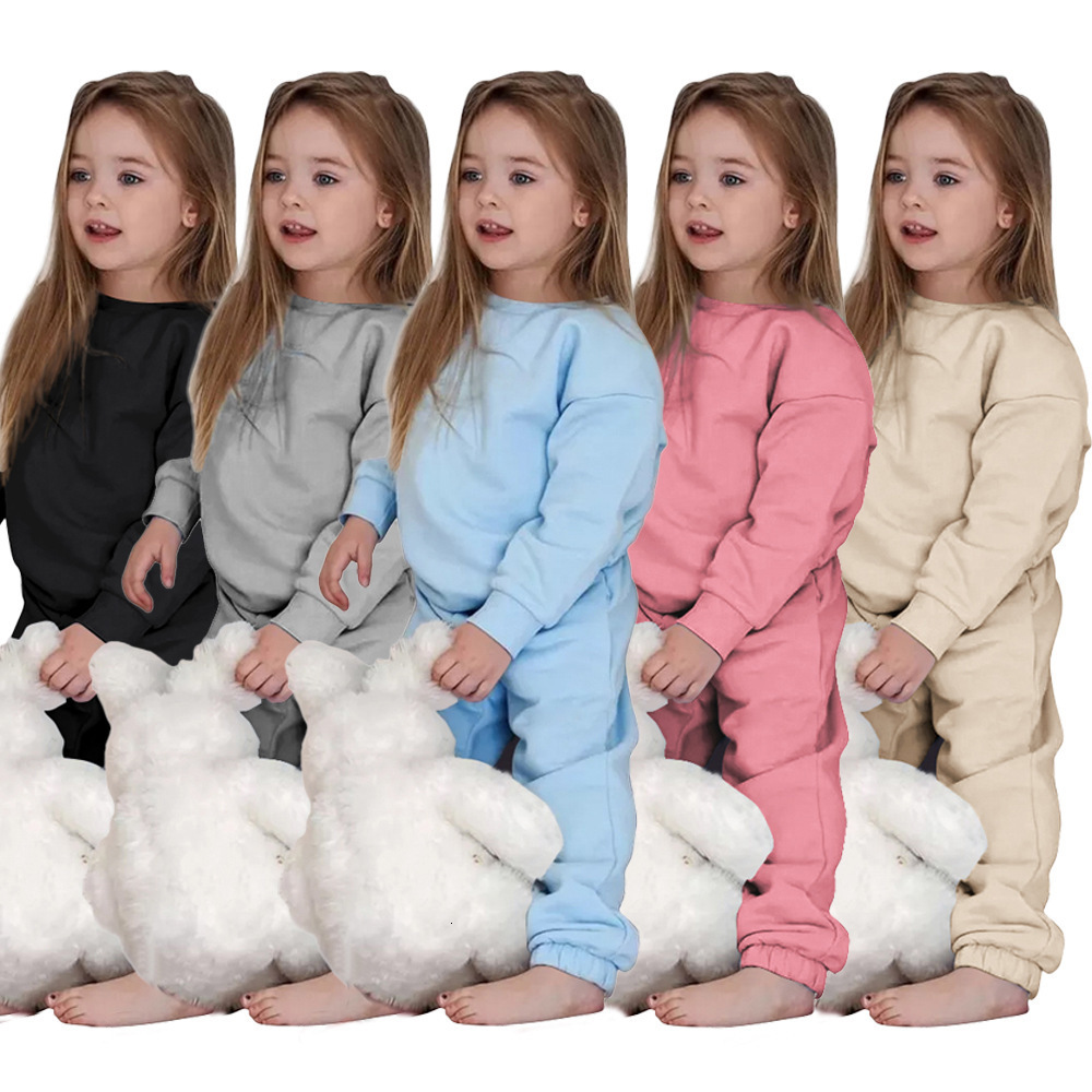 Clothing Sets Kids Sweatsuit Winter Fleece Casual Tracksuits Clothes 1 6Y Hoodies Matching Sweatpants Fall Outfits 231120