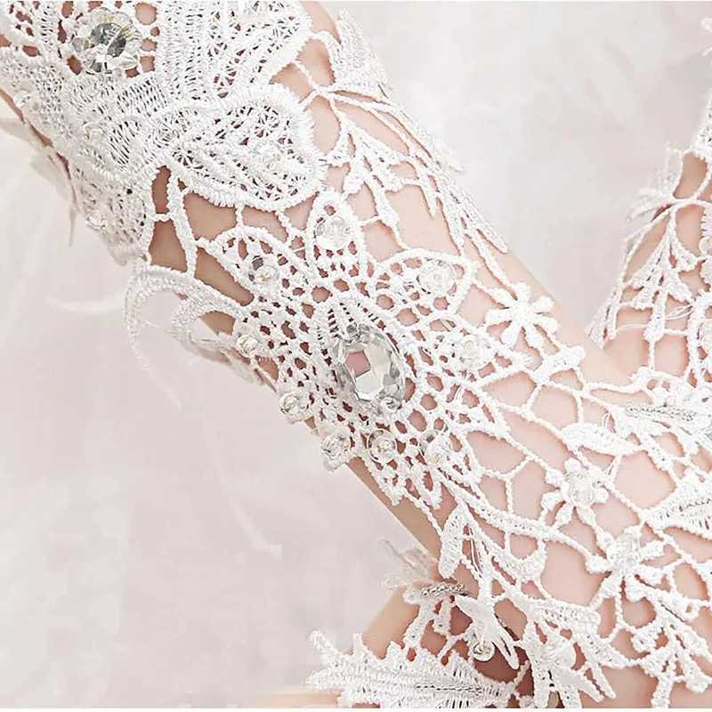 Bridal wedding gloves Lace Crystal Womens Wedding Gloves Fingerless Elbow Bridal Floral Ivory Long Accessory for Bride L251110