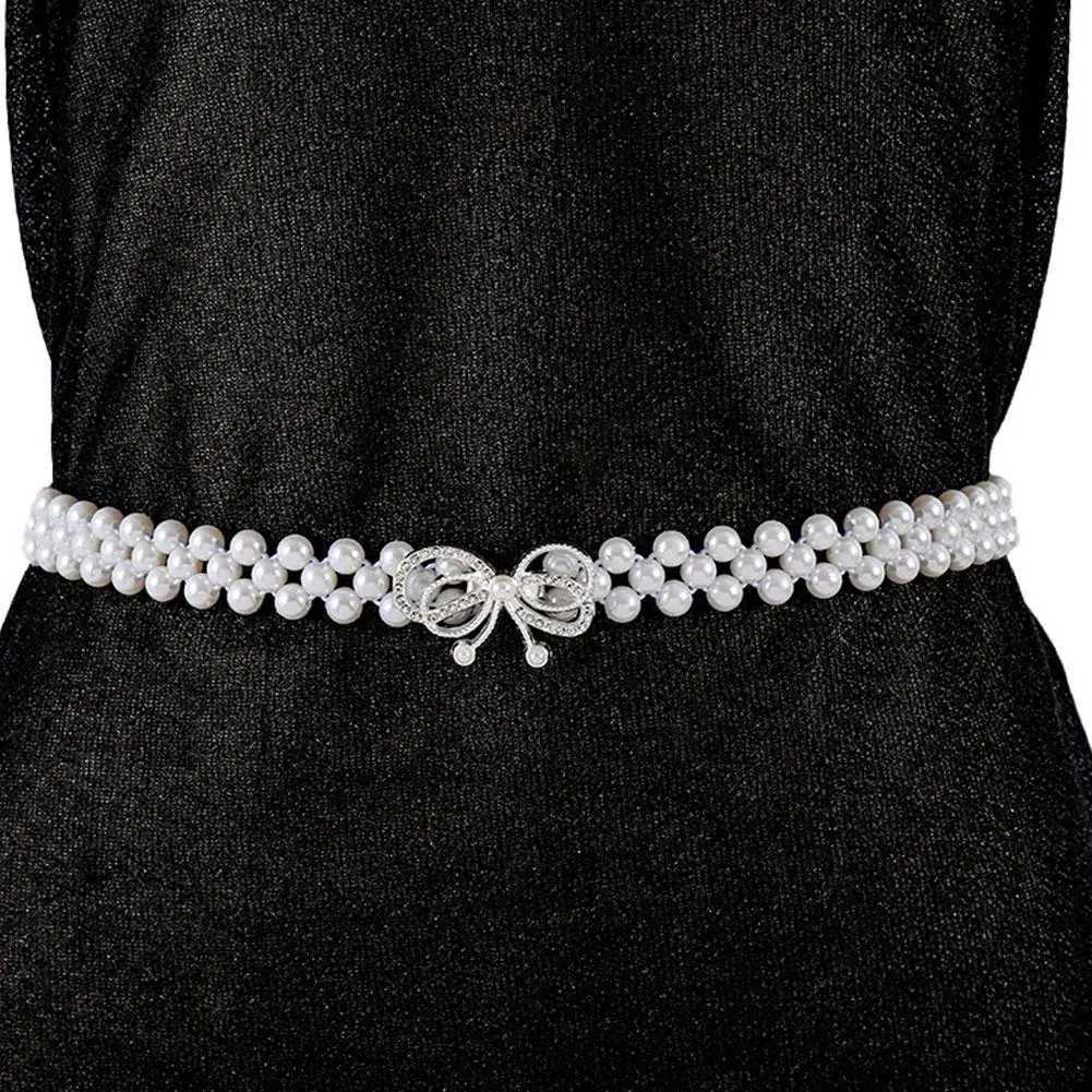 Elastic pearl strap suitable for white pearl rhinestone crystal belt wedding belt bride belt sexy maid dress girl belt X250410