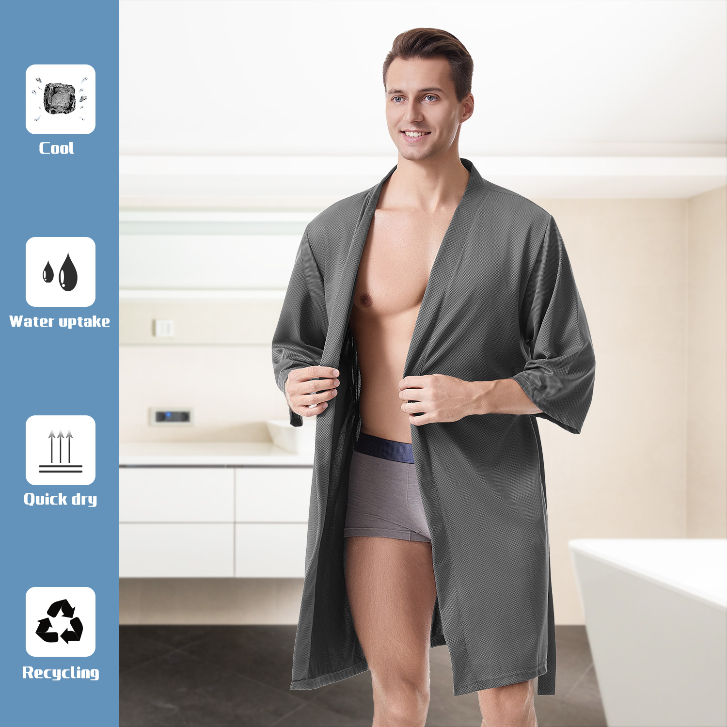 Hitorubo Luxury Soft-Silk Cooling Bathrobe for Comfort & Style