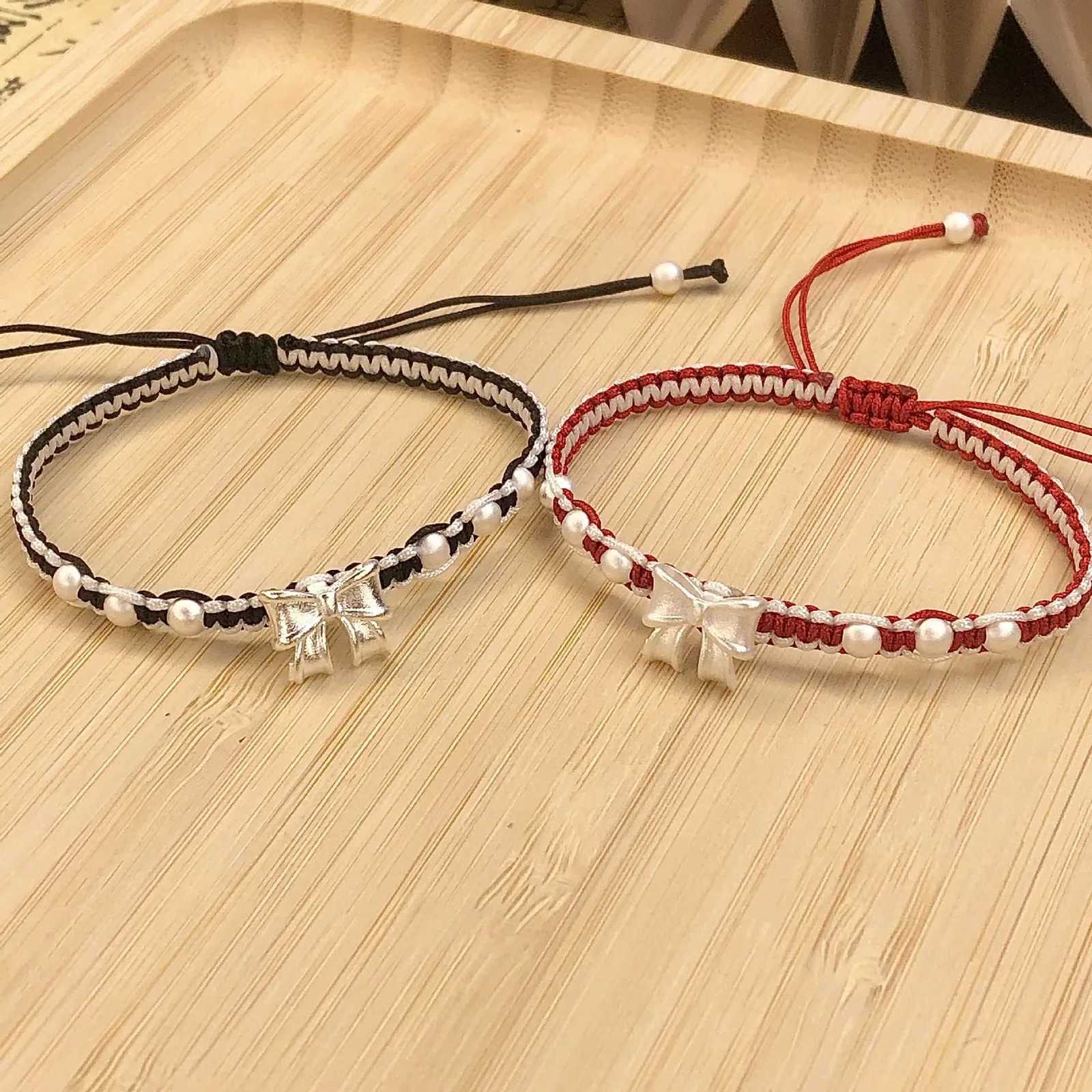 Retro Chinese Style Adjustable Handmade Braid String Bracelet Beaded Charm Bracelet Bangle Fashion Couple Adjustable BraceletT251110