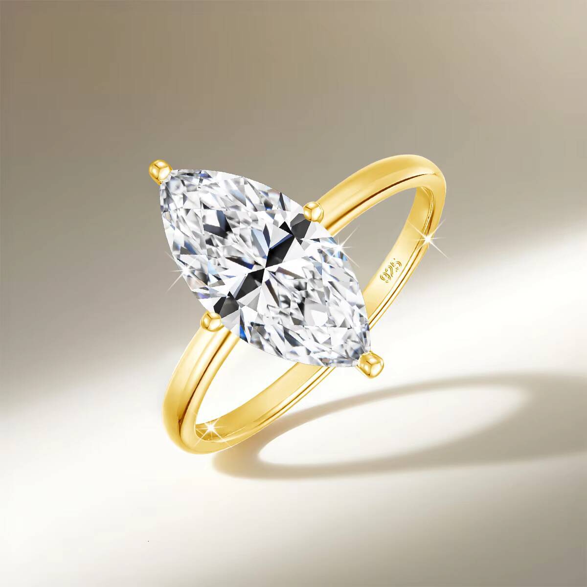 Fine Gemstone 925 Sterling Silver Diamond Engagment Wedding Jewelry Women Marquise Moissanite Ring