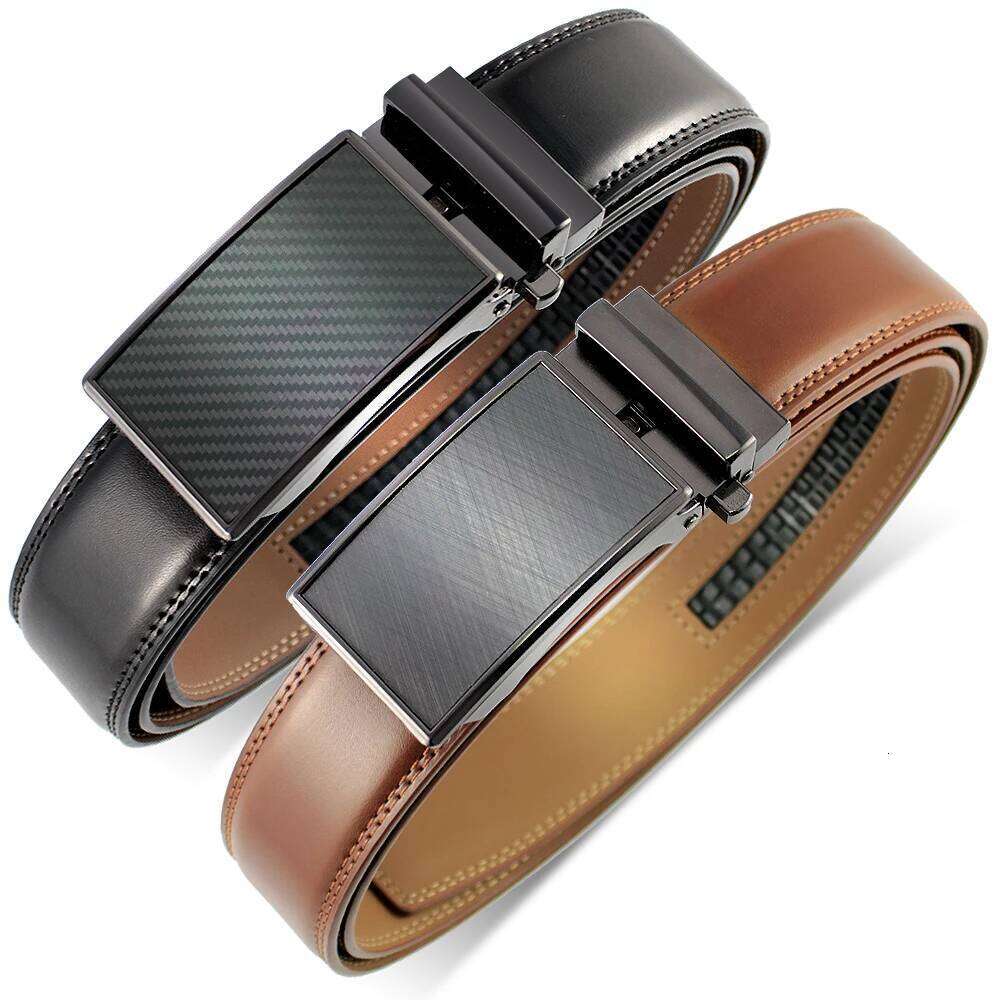 Mens Automatic Genuine Leather Belt Male Leisure Fashion Ratchet Belts for Men Pants Waistband