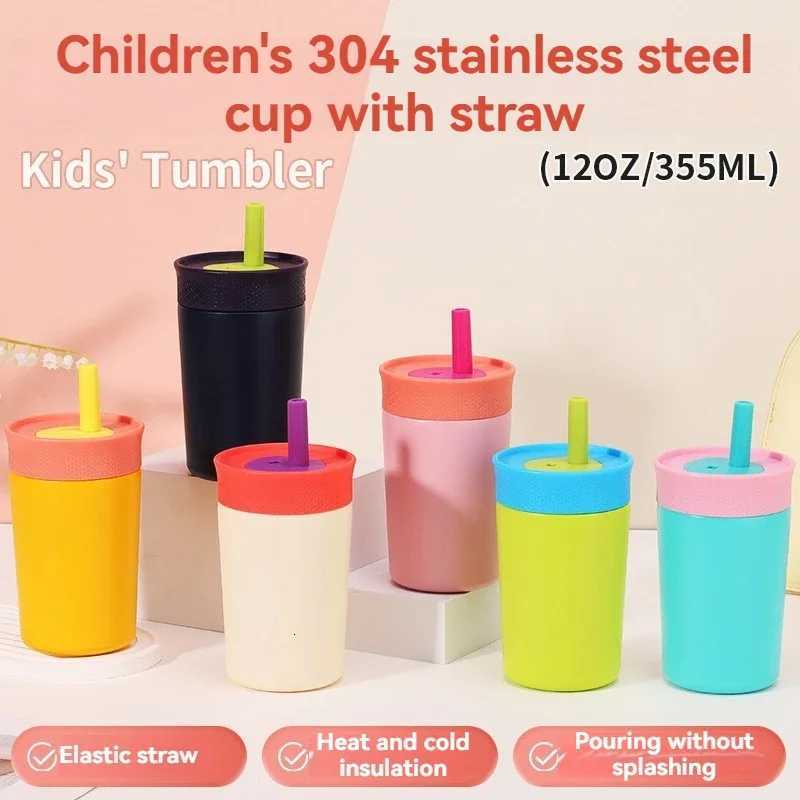 Fashionable cup 12oz Coffee Cup Small Capacity Stainless Steel Insated Cup with Straw Car Cup Water Bottle Thermos Bottle Y251110