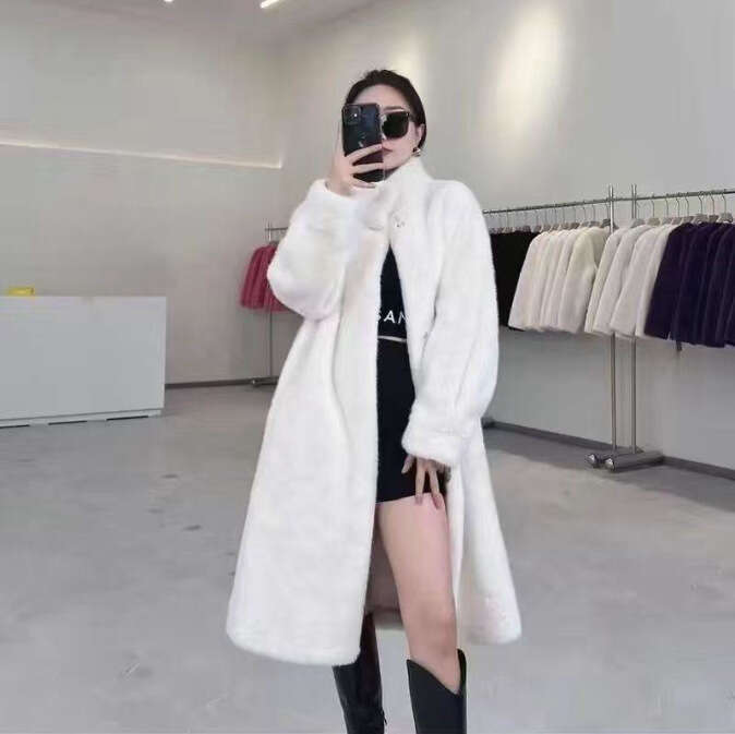 Mink Stand Long New Collar Women's Faux Autumn Winter Thick Loose Plush Fur Coat Furry Clothing