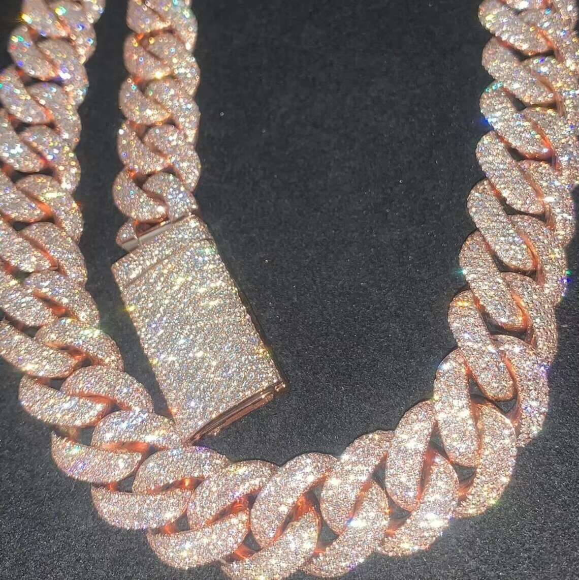 12mm Round Honeycomb Set Sier VVS Moissanite Hip Hop Cuban Chain Necklace