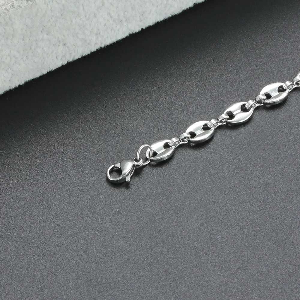 316L Stainless Steel Coffee Bean Link Chain Bracelet For Men Women Hiphop Hand Unisex Statement Jewelry Gift 6-9 InchT251110