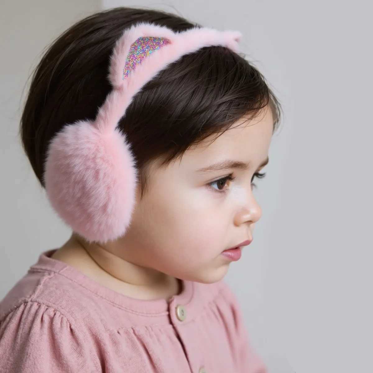 Kids Cat Ear Fuzzy Ear Muffs Winter Cozy Warm Earmuffs for Girls Cold Weather Ear Warmer Cute Childrens Winter Ear Accessory W251110