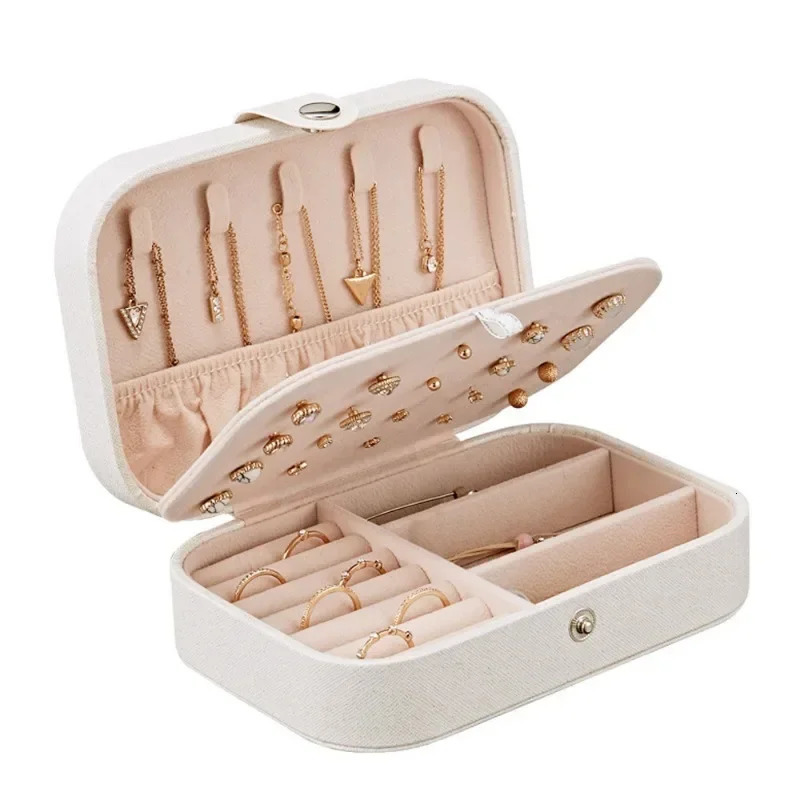 Portable Jewelry Box Jewelry Organizer Display Travel Jewelry Case Boxes Button Leather Storage Zipper Jewelers 250409