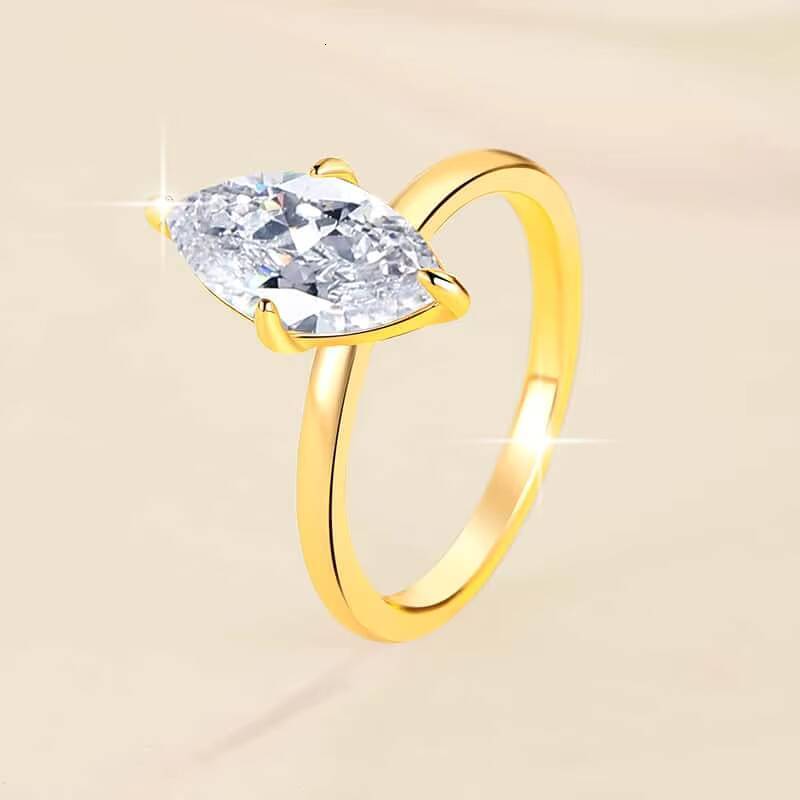 Light Luxury Style Jewelry 2Ct Marquise Cut VVs1 Moissanite S925 Sterling Silver Ring Engagement Gift for Woman