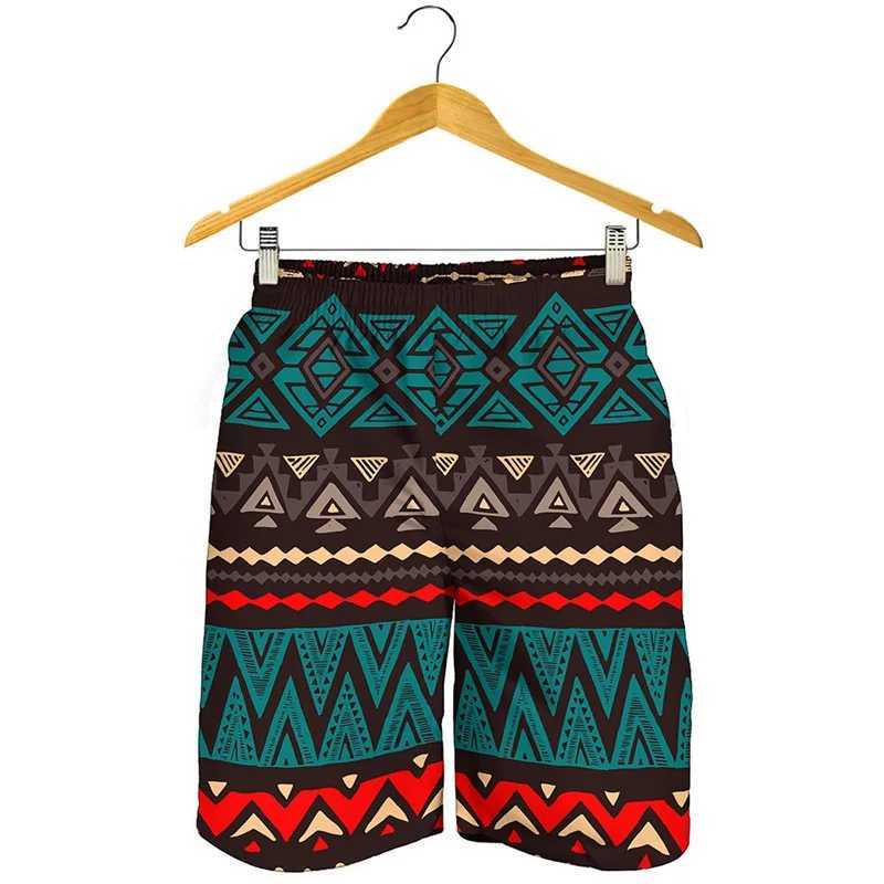 Retro Tribe Aztec 3D Printed Graphic Beach Shorts Mens Board Shorts Summer Vacation Swimmers Quick Drying Street ShortsW250410
