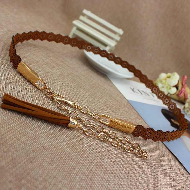 Fashion metal chain waist rope womens tassel belt solid party belt thin dress decoration belt gift X250410