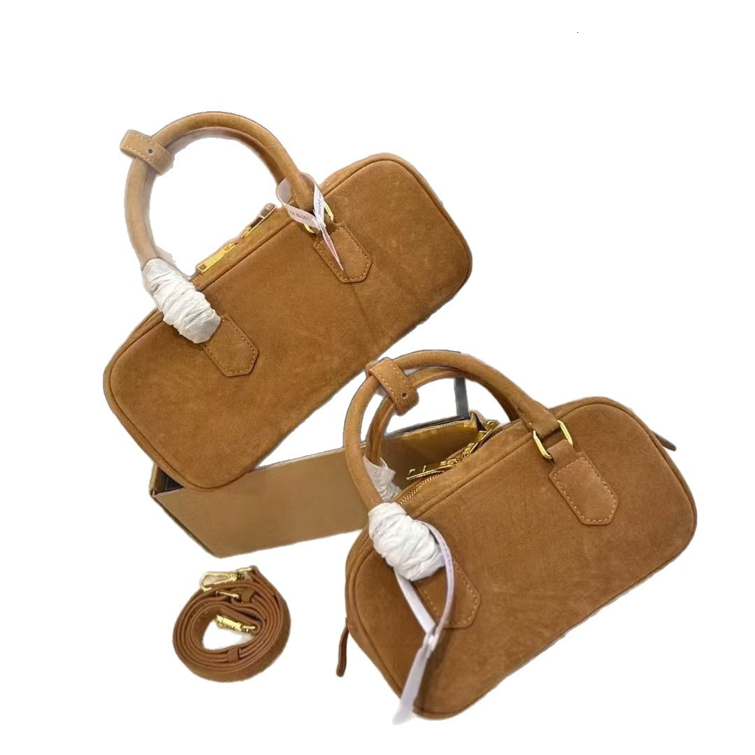 Winter new fashion designer bag multifunctional suede bowling bag light luxury handbag women's shoulder crossbody bag handbag