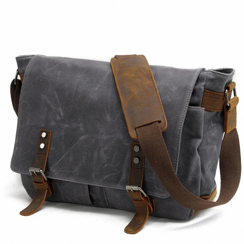 Fashion Thick Wax Canvas Men Shoulder bag Messenger Crossbody Bag Vintage male Leisure Sling Casual Boy 251110