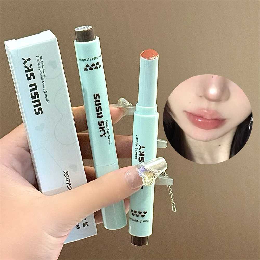 4 Colors Solid Lip Gloss Stick Mint Non-Sticky Glass Shine Lip Balm Hydrating Water Light Lipstick Tint Natural Look MakeupT251110