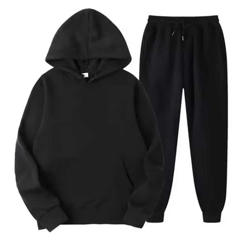 Mens autumn/winter mens sports suit 2-piece set casual and fashionable hooded sweatshirtdrawstring pants W251110