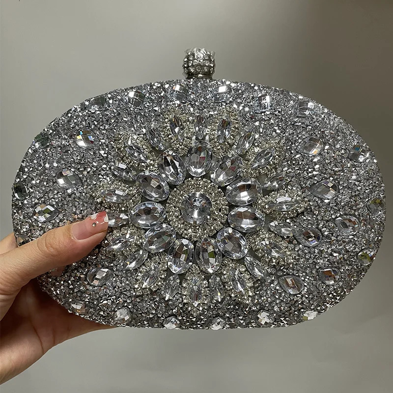European American Party Banquet Clutch Sunflower Evening Bag Rhinestone Crystal Wedding Handbags and Purse Unique Clutch Bags R251110