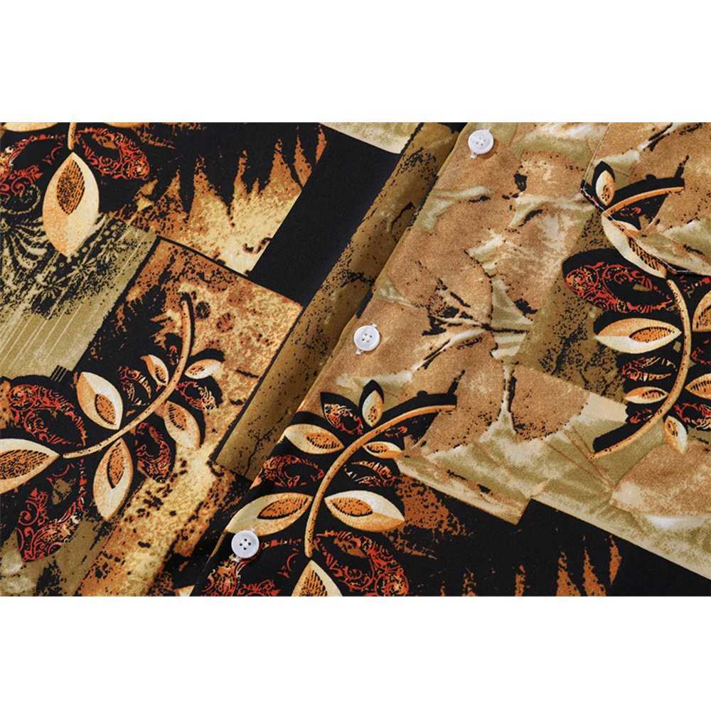 Black yellow leaf Hawaiian shirt mens summer street retro shirt short sleeved unisex clothing X250410