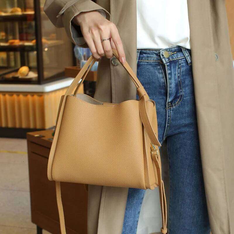 Hifashion Vintage Cow Genuine Leather Bucket Tote Shoulder Bags For Women 2025 Luxury Designer Shopper Crossbody Ladies Handbags