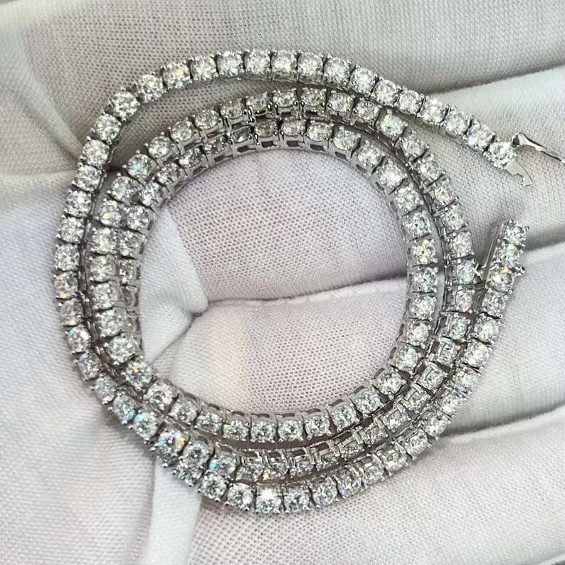 GRA Certified 4mm 5mm Tennis Chain Hiphop 925 Sterling Silver Iced Out Vvs Moissanite Tennis Chain