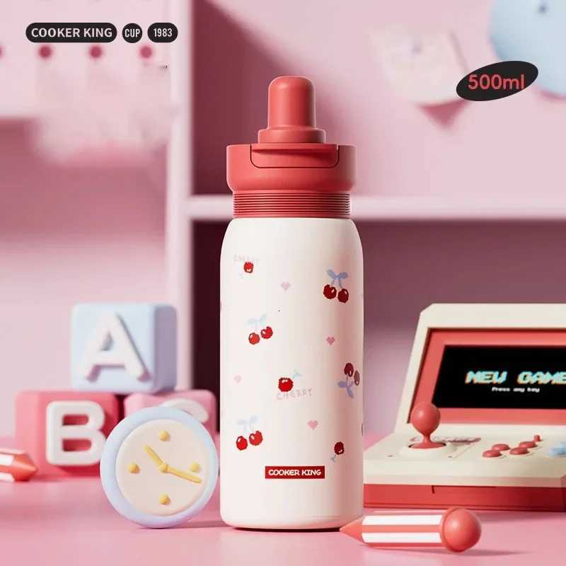 Fashionable cup 500ml Straw Thermos Cup Stainless Steel Insated g Leak-proof Outdoor Travel Water Bottle Keep HotCold Drinkware Y251110