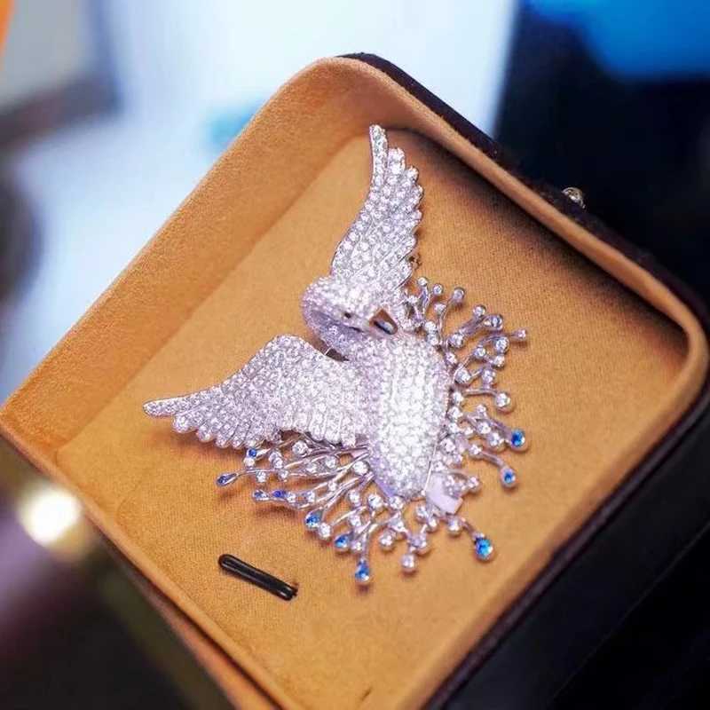 Luxury Jewelry Bird Brooch For Women Fine Jewelry Party 925Sterling Silver With Cubic Zirconia Elegant Top Value Female GiftW251110