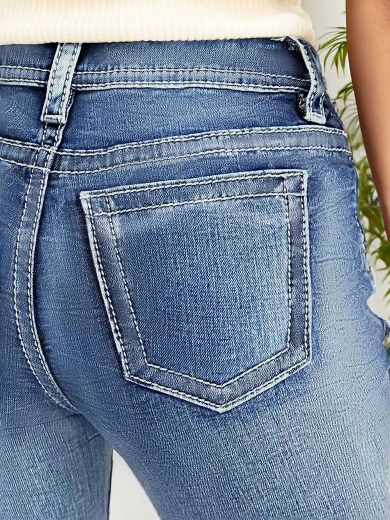 New Womens Casual Button Pocket Jeans - High-Quality Straight-Leg Denim Pants for Everyday Wear - Best-Selling Trendy Jeans for C251110