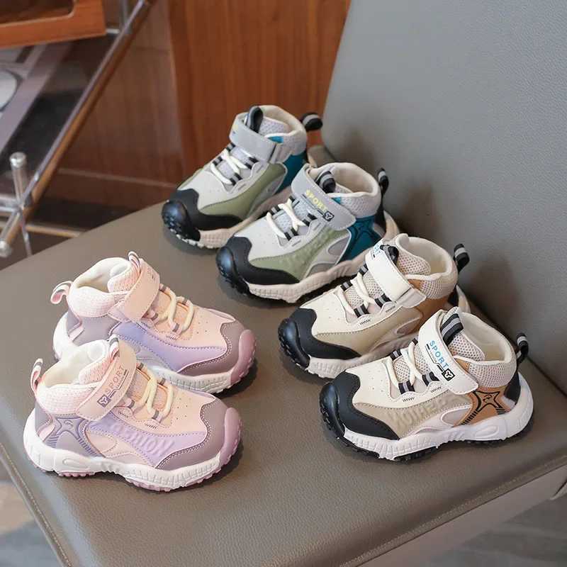 High Tops Kids Sneakers Autumn Winter Children Sport Shoes Soft Breathable Patchwork Color Unisex Boys Girls Hiking ShoesT251110