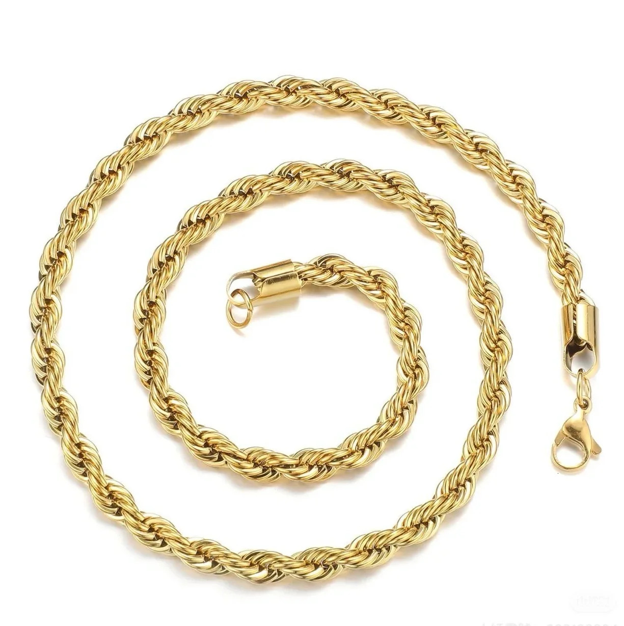 Vct 4Mm/6Mm/8Mm/10Mm Rope Chain Bracelet and Pendant Necklace for Men and Women 14K Gold Plated Jewelry Wholesale 251110