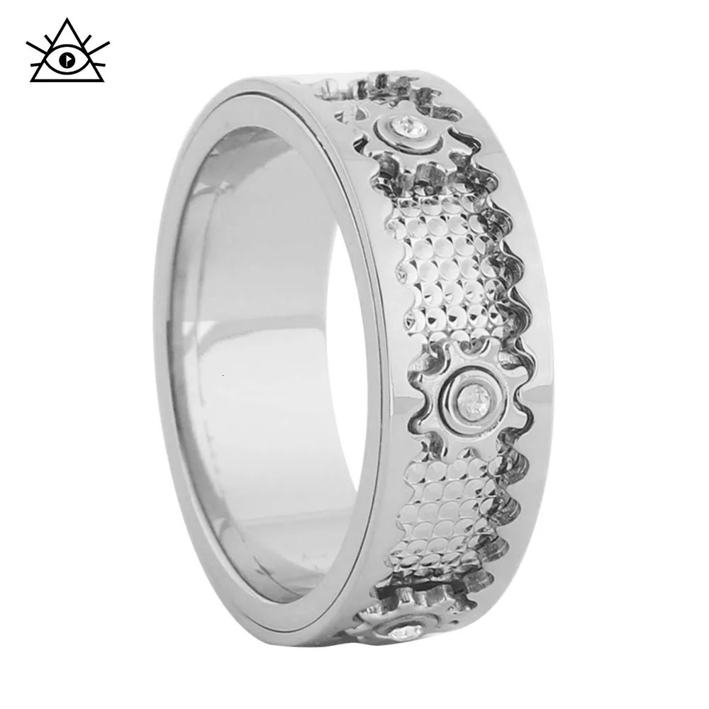 CNC Set Drill Gear Rotating Ring For Men And Women Couples Anxiety Relief Mechanical Rings 251110