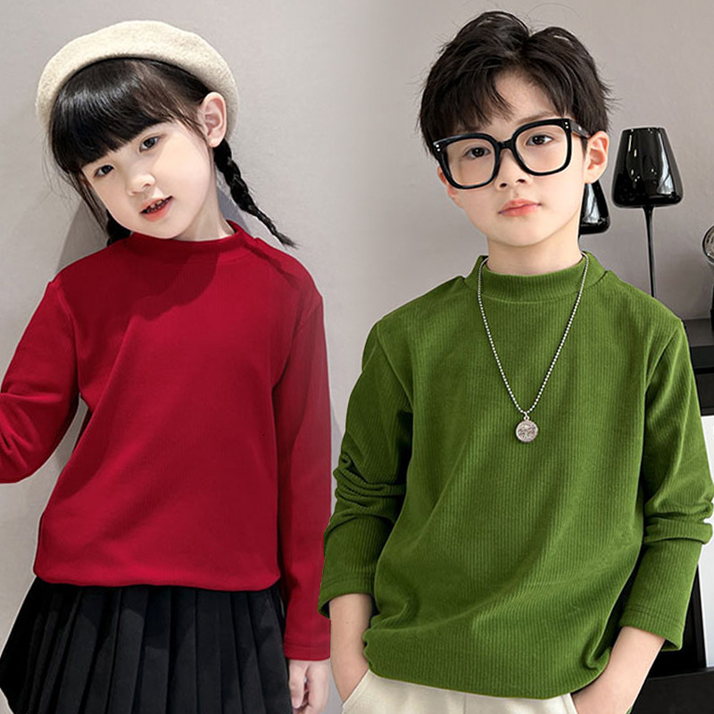 Ddmyshoesvip Children S Cashmere Thermal Underwear Boys Base Shirt Spring And Girls Autumn Clothes Single Piece Top Big Children S Half High Collar Wi