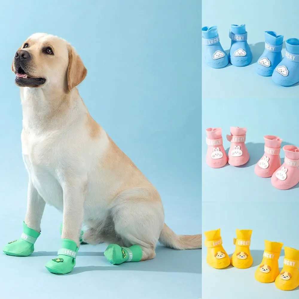 4 waterproof pet rain shoes new outdoor shoes socks anti slip dog covers pet shoes T2504010