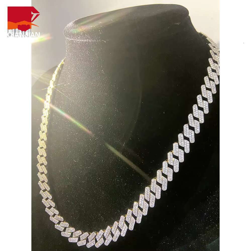 New Fashion Hip Hop Jewelry 6mm-14mm Cuban Chain 925silver D VVS Moissanite Diamond Necklace Link in vogue Chain for Rapper