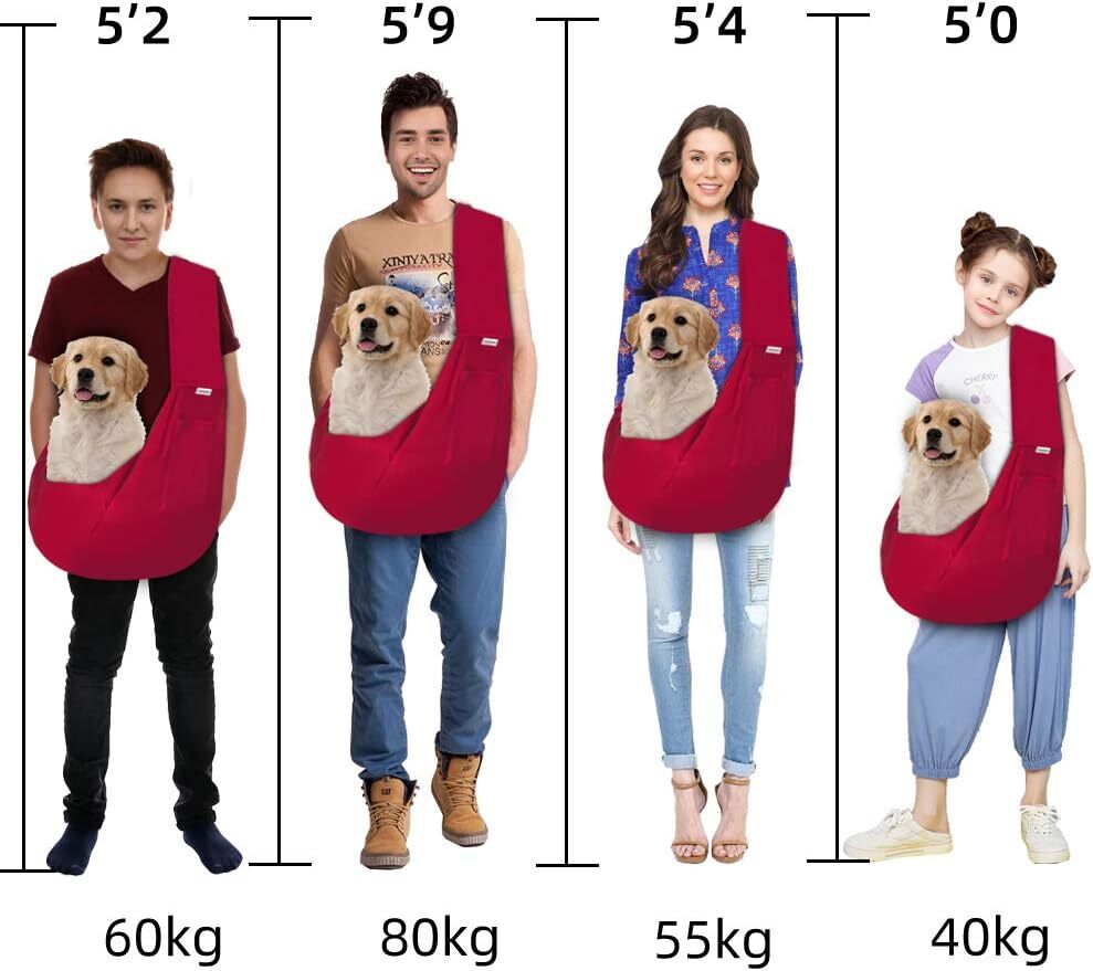 FDJASGY Small Pet Strap Strap - Hands free Double sided Pet Dog Bag Handbag with Pocket Safety Belt for Dog and Cat Outdoor Travel (Red)