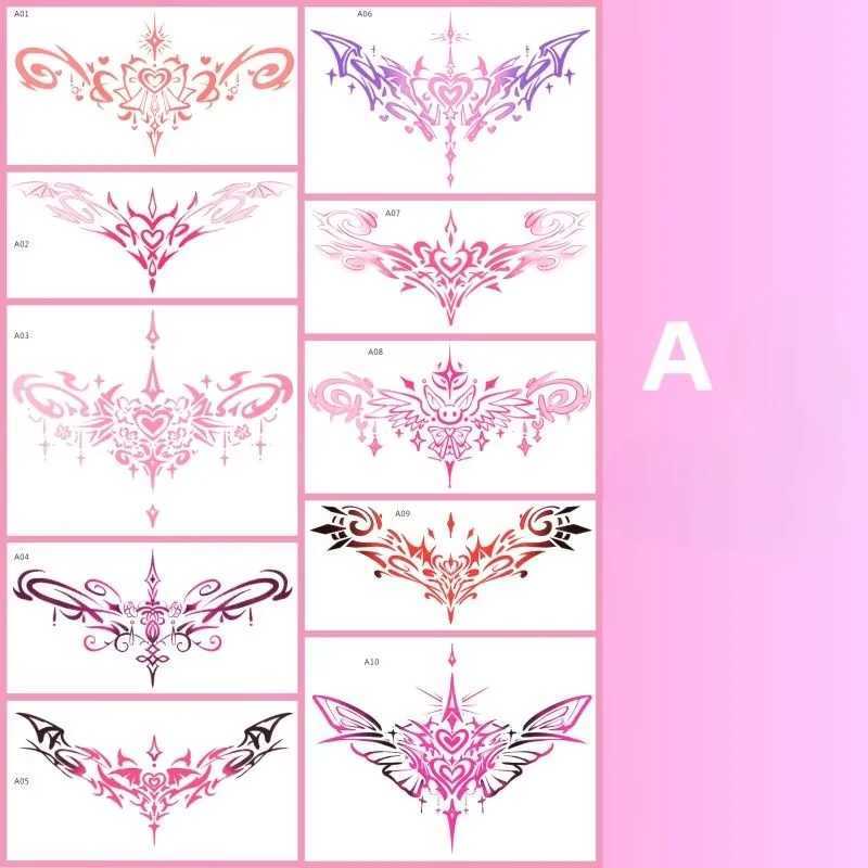 10 Pink Fairy Totem Tattoo Stickers Set Waterproof Fake Tattoo Sexy Art Temporary Tattoo Abdominal Tattoo Stickers W250410